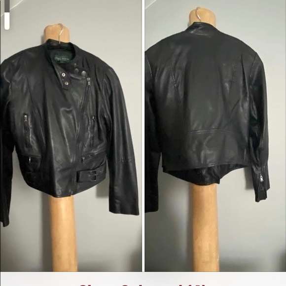Ralph Lauren black motorcycle style leather jacket. Size 4 & 8 - Picture 1 of 1